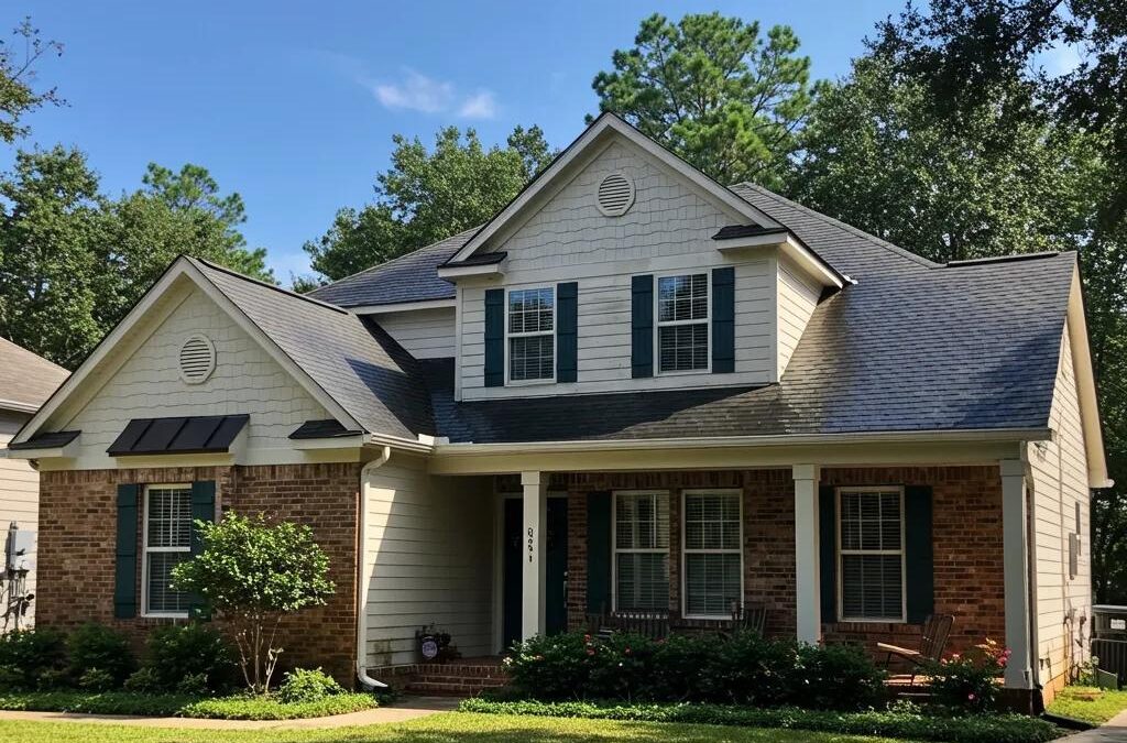Baton Rouge home exterior showcasing clean roofs and siding, highlighting the benefits of softwashing in a humid climate.