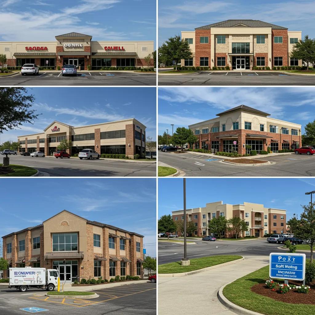 Clean and well-maintained commercial properties in Baton Rouge, emphasizing the importance of soft washing services